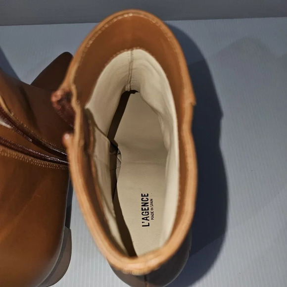 NEW L'Agence Jeanne II Ankle Bootie EU Size 39  Brown Leather Pointed Toe Heeled - Picture 11 of 15